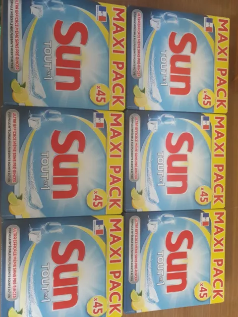 Pastilles Lave-Vaisselle SUN Tout-En-1   6X45= 270 Tablettes DESTOCKAGE Citron