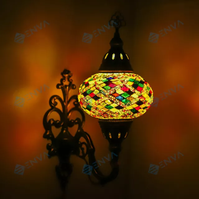 Lampe applique murale turque en mosaïque marocaine multicolore Tiffany grande