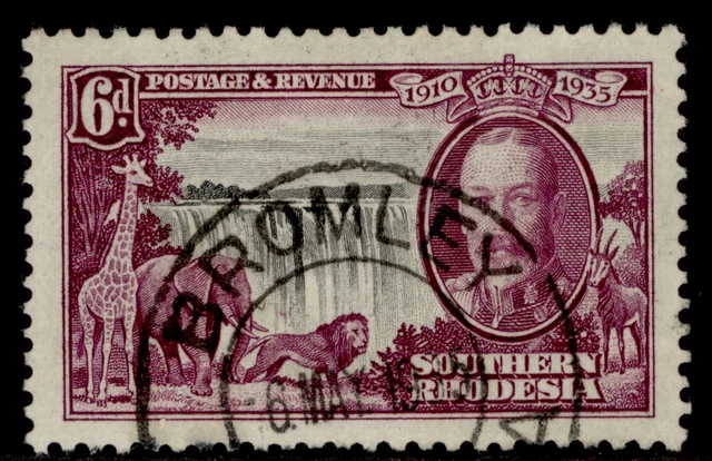SOUTHERN RHODESIA GV SG34, 6d black & purple, FINE USED. Cat £24.