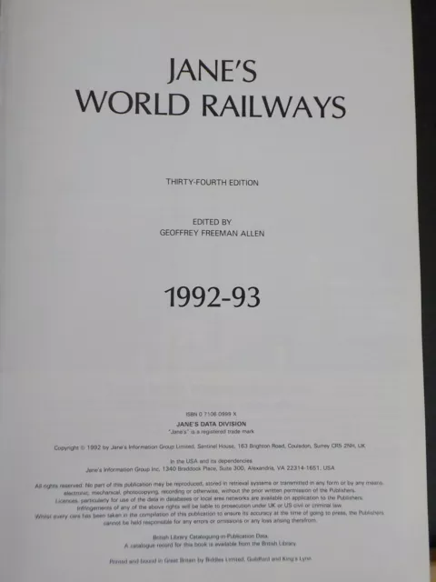 Jane’s World Railways 1992-93 by Geoffrey Freeman Allen 3