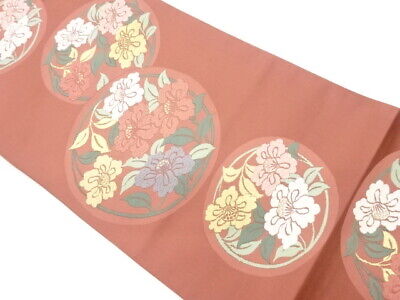 6161261: Japanese Kimono / Vintage Fukuro Obi / Woven Flower Roundel