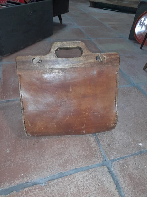 Atelier Claude Gil Leder Tasche Holz Arzttasche Herren Damen Holz antik alt
