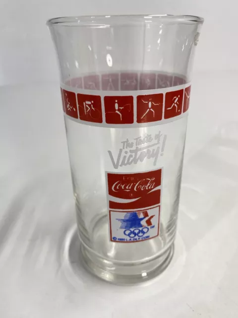 Vintage Coca Cola Taste of Victory Drinking Glass 1980 Olympic Los Angeles Cup