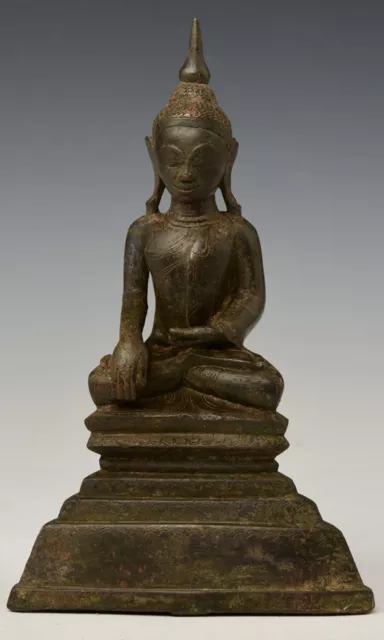 16th Century, Shan, Antique Burmese Bronze Seated Buddha