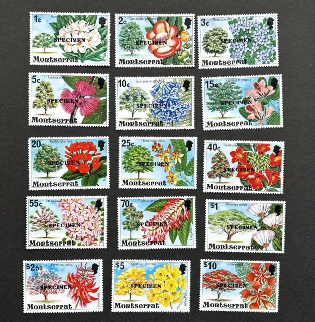Montserrat, 1976, Flowering Trees, Set of Elizabeth II Mint Hinged Stamps