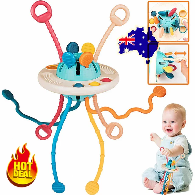 Toddler Interactive UFO Pull String Toy Sensory Early Educational For Baby