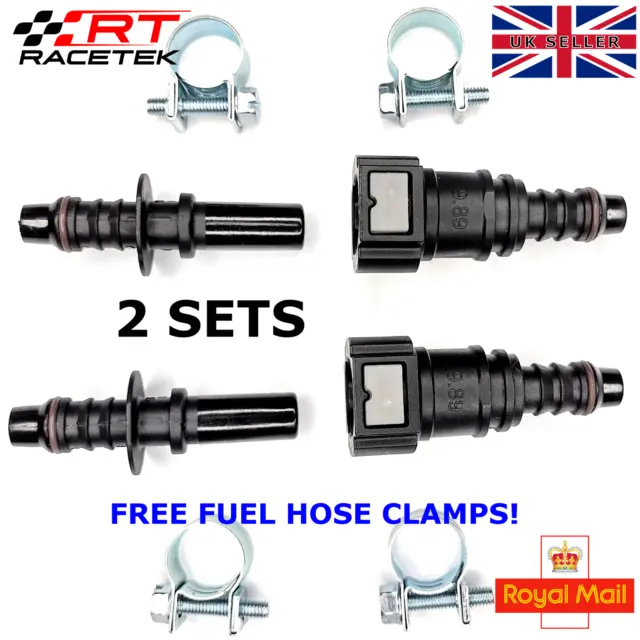 2SET 8mm 10mm Car Motorcycle Black Fuel Line Hose Quick Release Connector UK