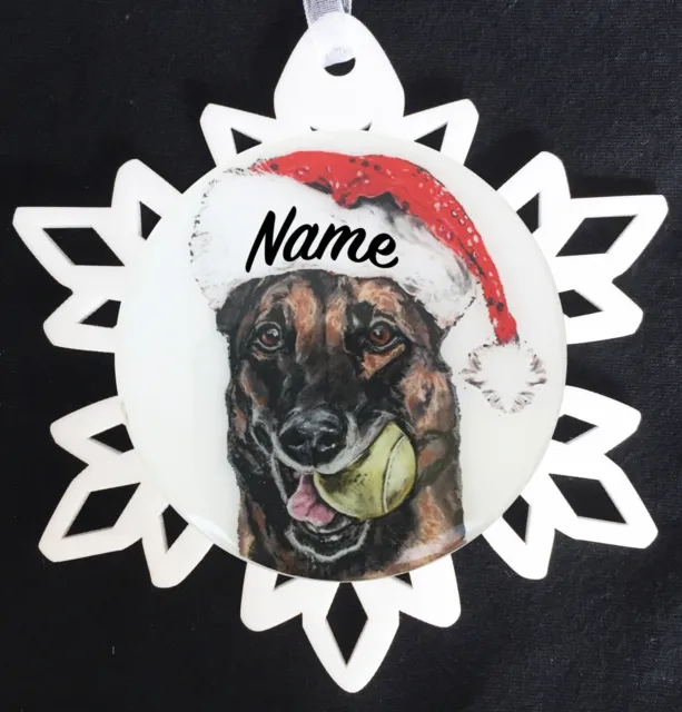 Santa Belgian Malinois Dog Breed Christmas Ornament - Free Personalization
