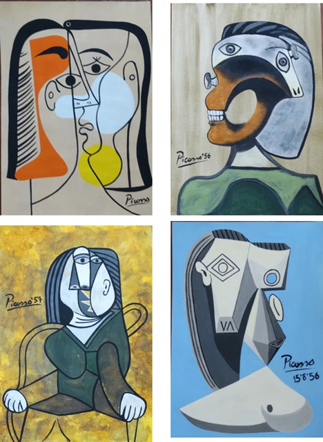 BEAUTIFUL Lot of 04 "Pablo PICASSO" hand made, not reproduction painting.