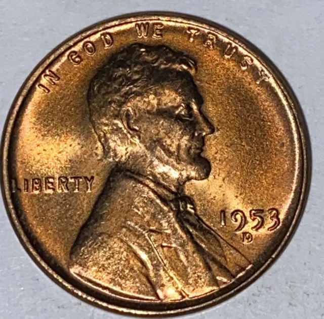 RED BU 1953-D LINCOLN WHEAT PENNY Denver Uncirculated Cent Same Coin in Pics A4