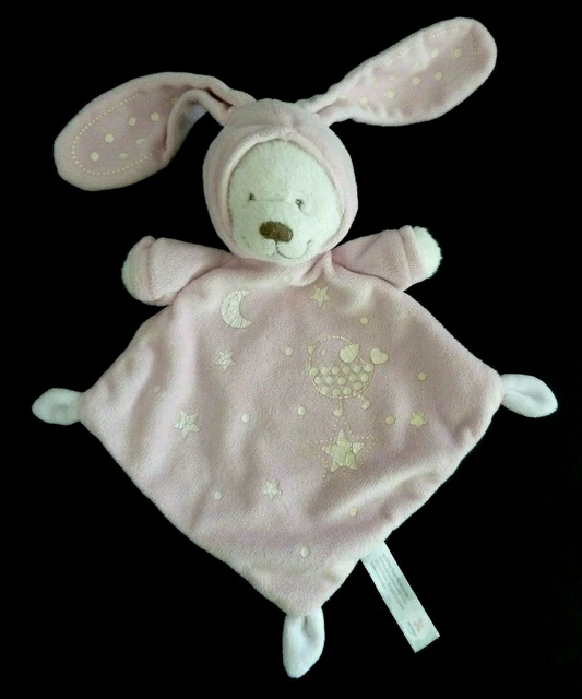 *. Doudou Plat Nicotoy Simba Ours Capuche Lapin Rose Blanc Etoile Oiseau - Tbe
