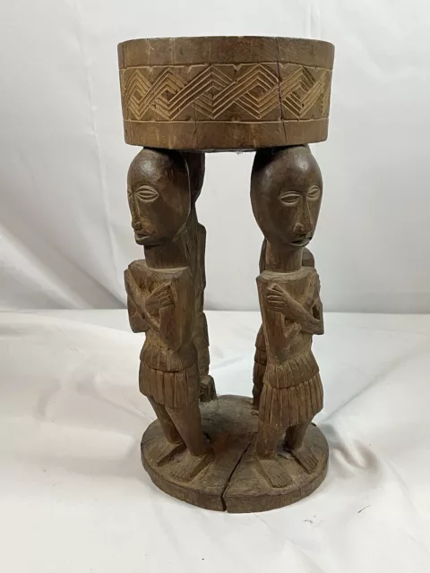 African Stool - Hand Carved - Kuba Nsheng Art School? Vintage