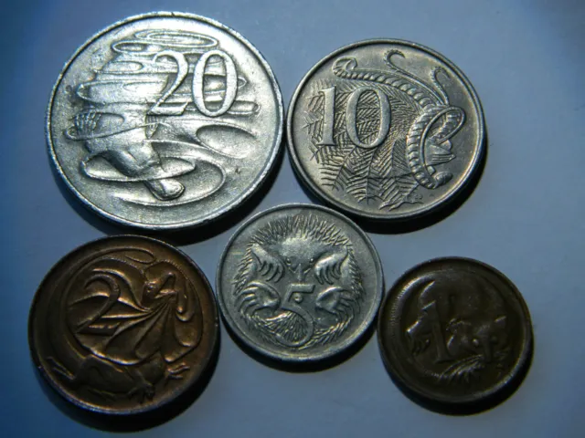 1966 20, 10, 5, 2, 1 Cent - Australien - (KM66-KM65-KM64-KM63-KM62)