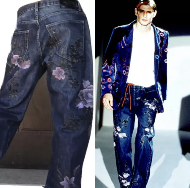 GUCCI MENS FLOWER Jeans Embroidery Denim Tom Ford Era 50IT 34