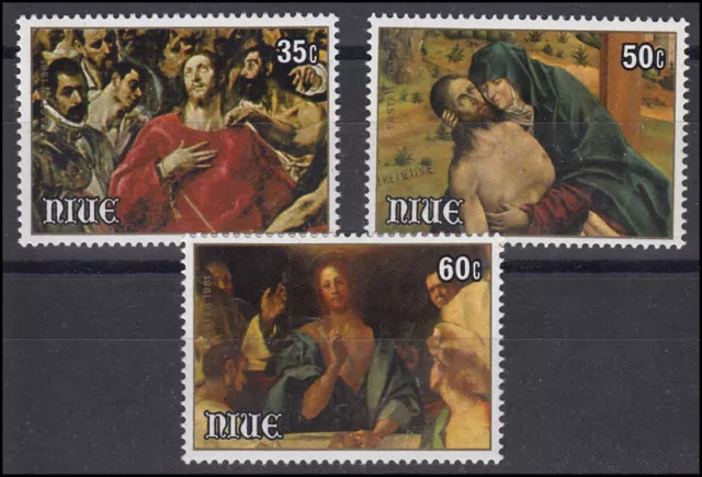 Niue: Easter & Ostern 1981 Gemälde Auferstehung Christus, 3 Werte postfrisch **