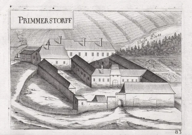 Castello Primmersdorf Raabs An Der Thaya Incisione Stampa Antica Vischer 1672