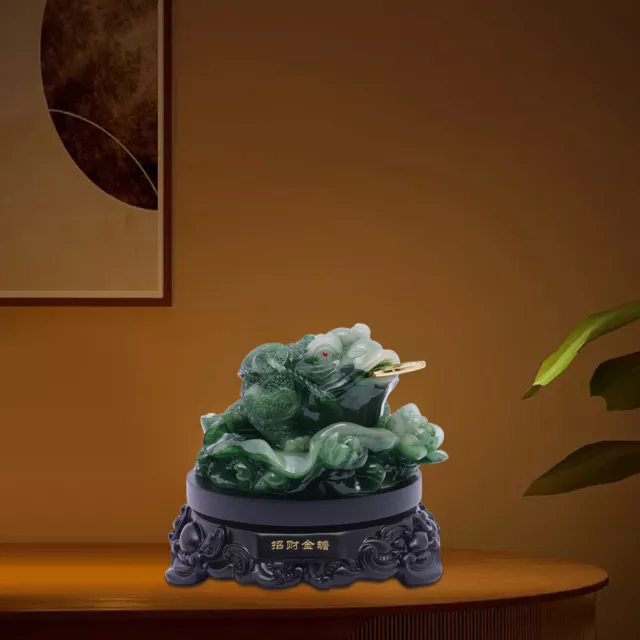 Black Jade Three Legged Toad Feng Shui Toad Statue Attract Wealth Fortune Frog