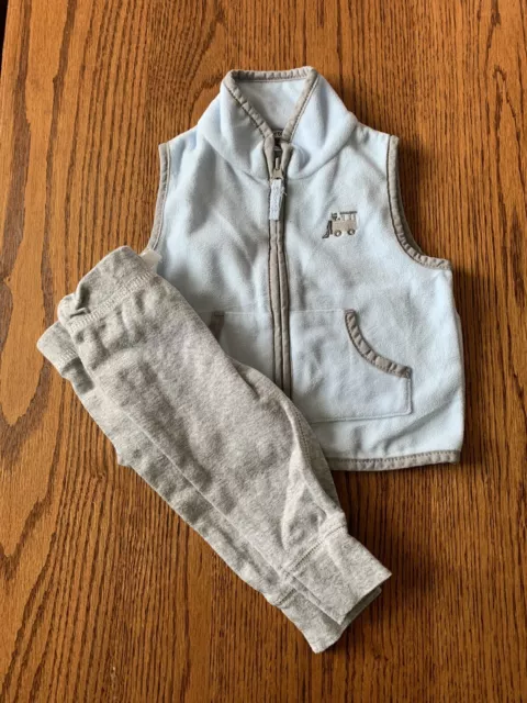 Carters Baby Boy 2 Pc Fleece Vest And Pants Outfit Size 6 Months