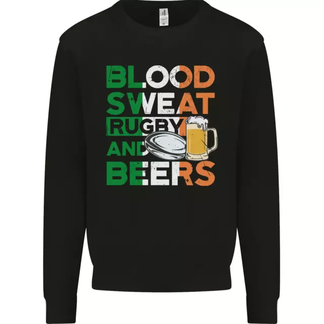 Blood Sweat Rugby E Birre Irlanda Divertente Uomo Felpa Maglioncino