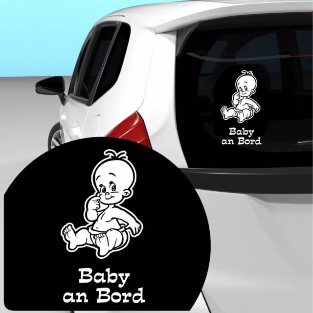 Baby an Bord Auto Aufkleber Baby on board Car Sticker Weiß 20x10 cm N290821BaBb