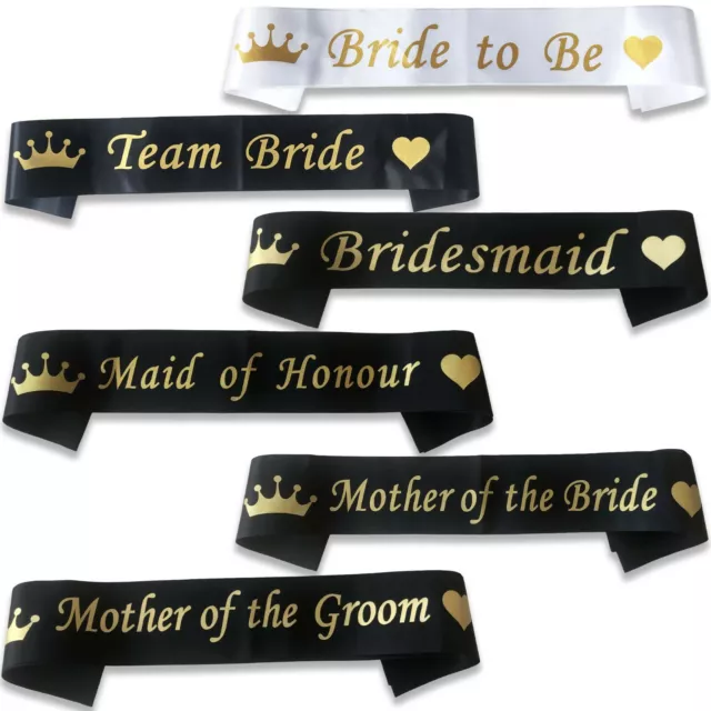 *Black With Gold* Team Bride Hen Night Party Do Sash Sashes Ribbon Girls Night