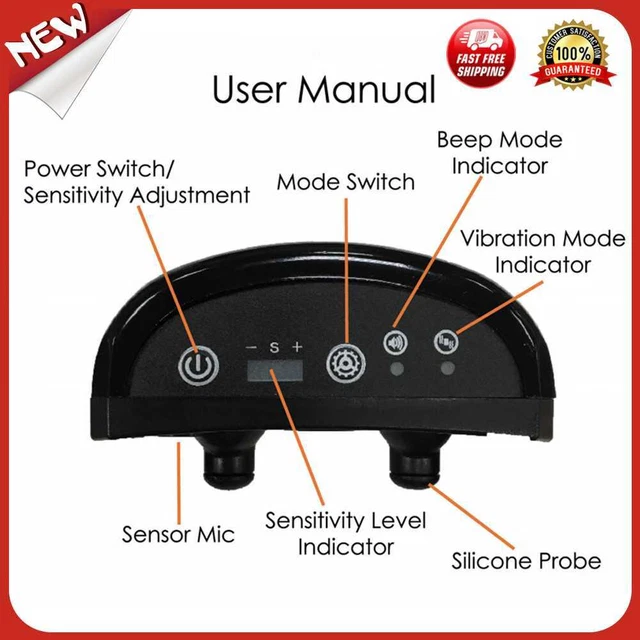 Reino Unido Impermeable Anti Ladridos Ultrasonido Entrenamiento Perros Stop Ladrar Collar (Negro)