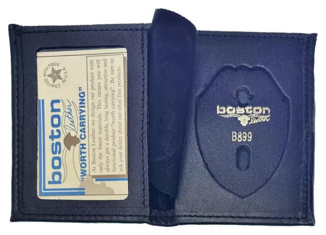 BOSTON LEATHER BOOK STYLE BADGE WALLET: Shield Cutout (150-S-4008)
