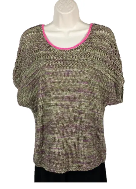 Womens Coldwater Creek Sweater Size S Small Purple Green Pink Rayon Blend