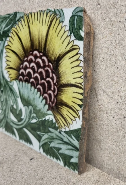 Antique william de morgan floral tile -  Merton Abbey 4
