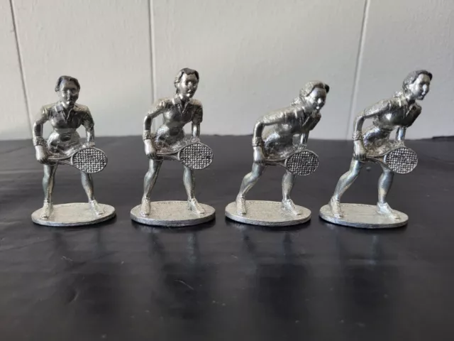 Vintage Metzke Pewter Set Of 4 Tennis Women's Figurines.