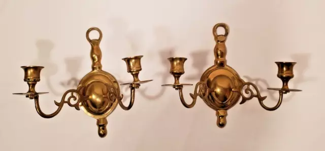 Matching Pair Wall Sconce Brass Candlesticks, Wall Mounting, Gatco Brand