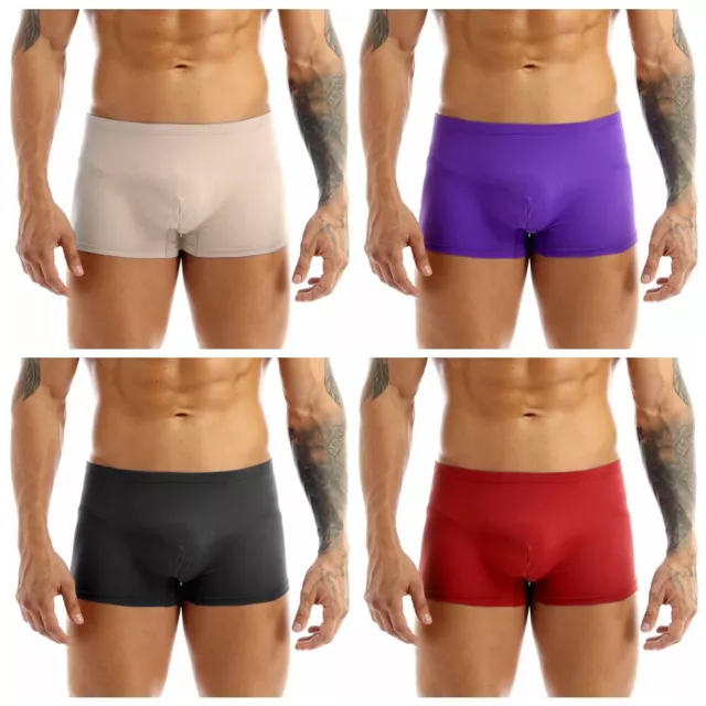 Men Breathable Underwear Boys Boxer Briefs Cotton Shorts Bulge Pouch  Underpant
