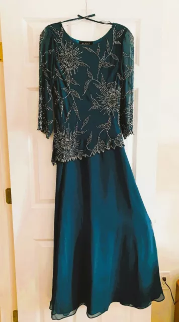 Beautiful Women's Beaded Dress/Gown J Kara Size 6 - Teal Worn Once