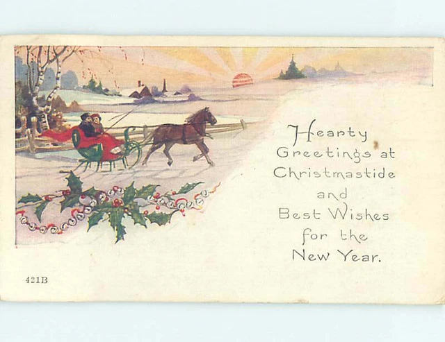 Pre-Linen christmas PEACEFUL HORSE-DRAWN SLEIGH RIDE AT SUNRISE HQ6388