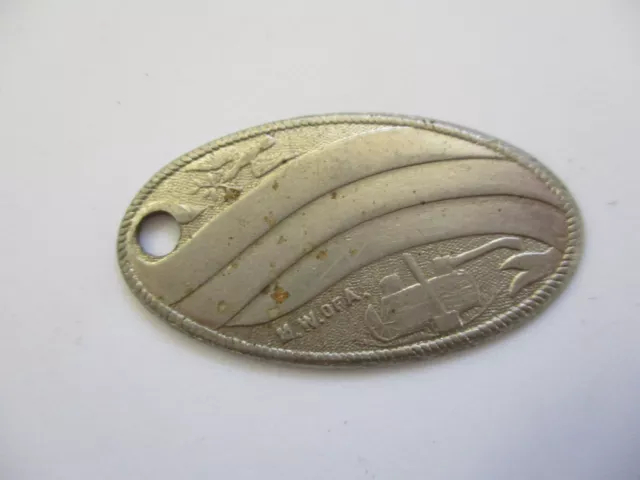vintage U.W. of A Blank Drop Box Return Oval Key Fob Chain