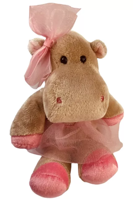 Hippo LuLu Ballerina Douglas Cuddle Toys Grey/Pink Tutu Bow Plush Stuffed Toy