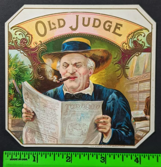 Vintage Old Judge Cigar Tobacco Box Label