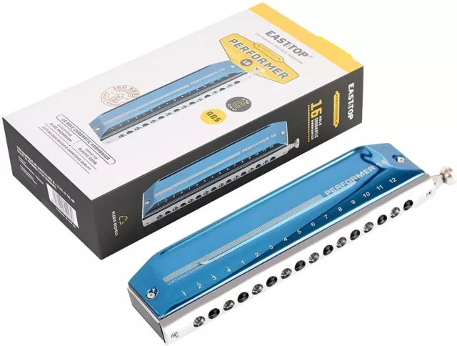 EASTTOP Chromatic Harmonica 16Hole 64Tone Key of C Professional Mouth Organ Gift