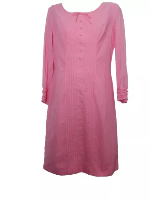 60,s candy pink cotton shift with frills .Made for Georges Melb.94b,80w.