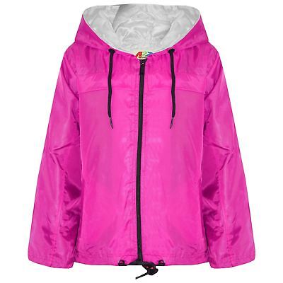 Kids Girls Boys Pink Hooded Raincoats Cagoule Lightweight Jackets Rain Mac 5-13