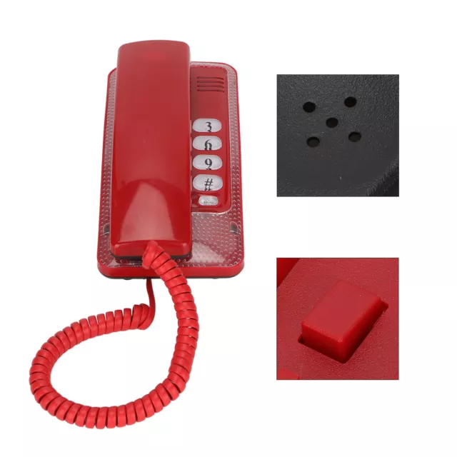 (Rouge)Téléphone Filaire De Bureau Ligne Fixe Murale Portable Avec Fonction