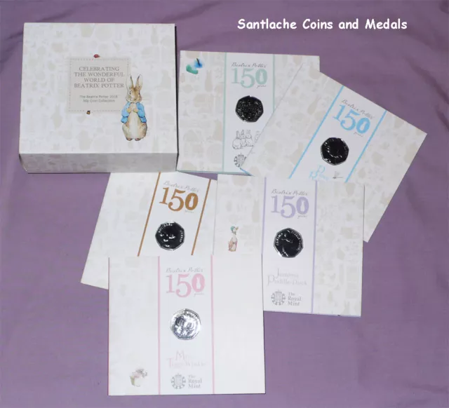 2016 OFFICIAL ROYAL MINT BEATRIX POTTER 50p COLLECTION - 5 x 50p Full Packaging