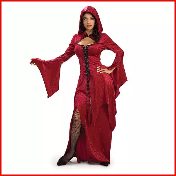 Costume Carnevale Donna Da Strega di Halloween Vestito Travestimento Per Adulto