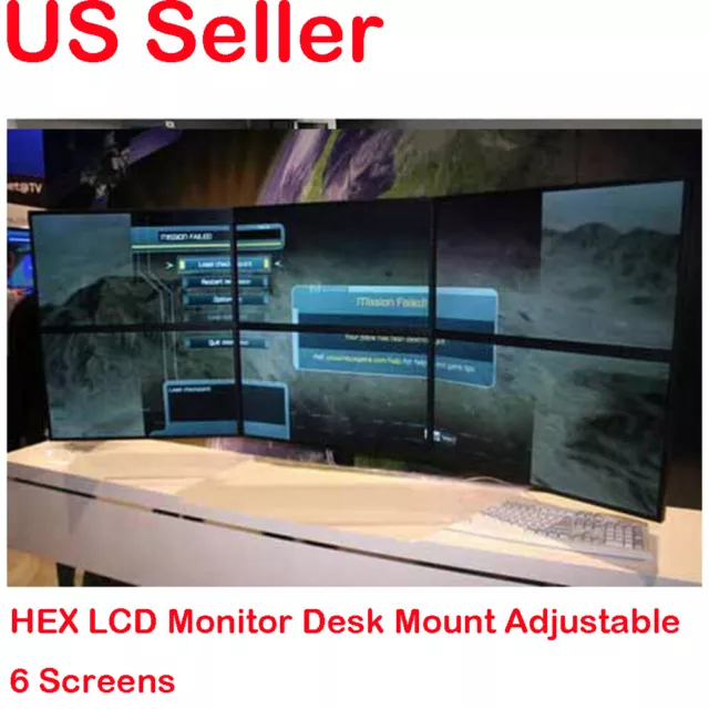 Heavy Duty HEX LCD Monitor Desk Mount Adjustable 6 Screens up to 10"-24"