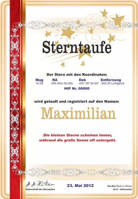 Luxus STERNTAUFE = zum himmlischen Preis★ Geschenk Jubiläum Geburtstag Hochzeit