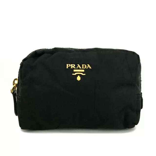 PRADA Logo Black Nylon Cosmetic Pouch Bag /4S1670