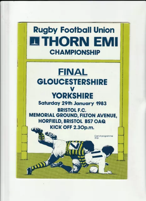 GLOUCESTERSHIRE v YORKSHIRE Rugby Union Programme 29 January 1983 - Thorn Final