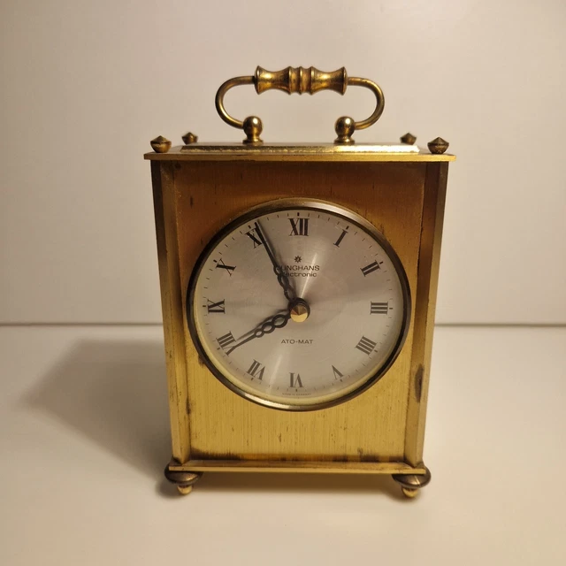 JUNGHANS ELECTRONIC ATOMAT S Germany Brass Mantle Clock 1 Jewel W726