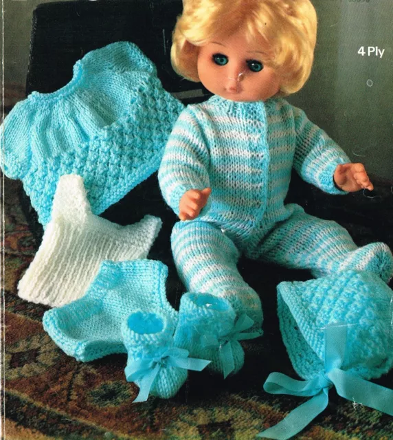 Dolls clothes knitting pattern for 12", 14",16",18" doll. (V Doll 04)