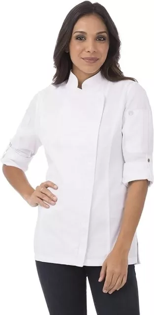 Chef Works Women's Hartford White Chef Coat BCWLZ005 Size LARGE NWT